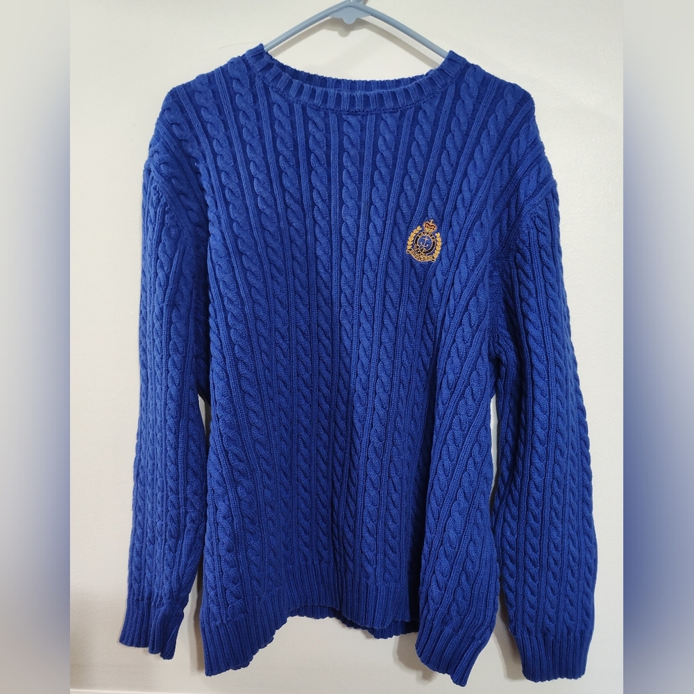 Vintage 90s Lauren Ralph Lauren Embroidered 3D Cable Knit Crewneck Sweater EUC